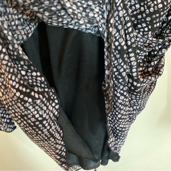 Vintage Y2K Babydoll Top Cocoma Flutter Sleeve Womens Black White - Picture 5 of 8